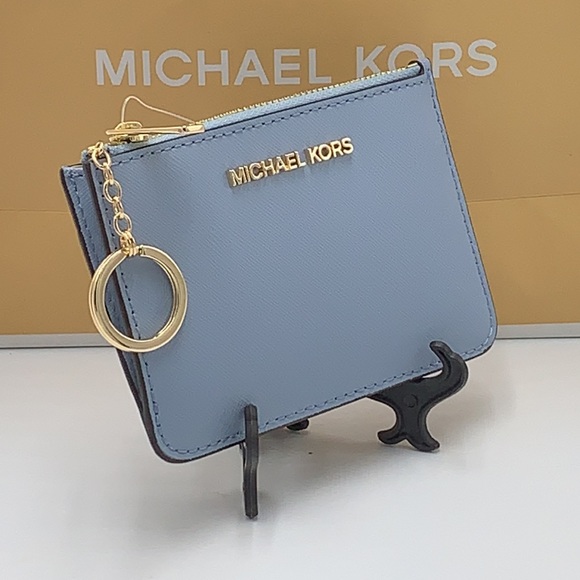 MICHAEL KORS SMALL TOP ZIP
COINPOUCH WITH ID CARD PALE BLUE 
COLOR - Picture 2 of 11